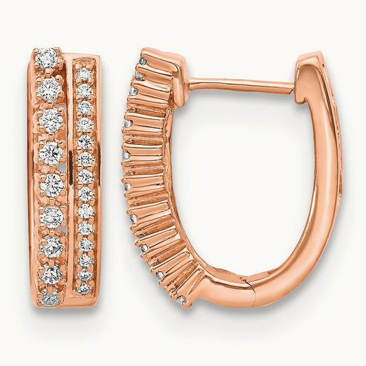 Diamond Fancy Hoop Earrings, 14K Rose Gold