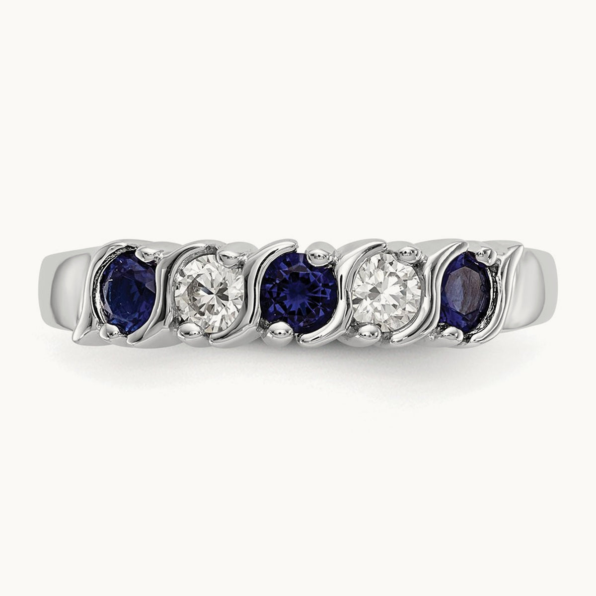 Diamond with Sapphire Band — 14K White Gold, 0.2 ct, 7