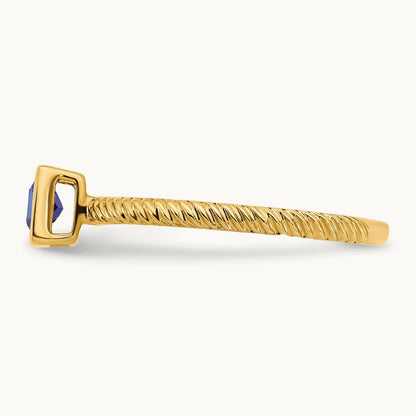 Square Bezel Sapphire Ring, 14K