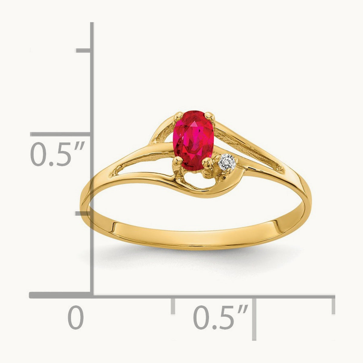 5x3mm Oval Ruby AA Diamond ring, 14K