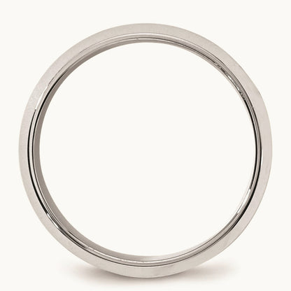 Bevel Edge Comfort Fit Band, 8mm, 10K White Gold