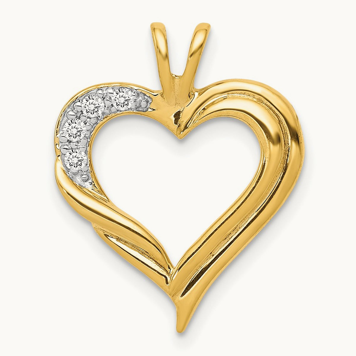 Diamond Fancy Heart Pendant — 14K Yellow Gold