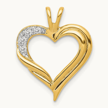 Diamond Fancy Heart Pendant — 14K Yellow Gold