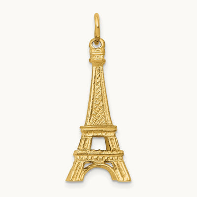 3D Eiffel Tower Charm, 14K Yellow Gold