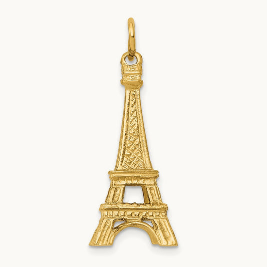 3D Eiffel Tower Charm, 14K Yellow Gold