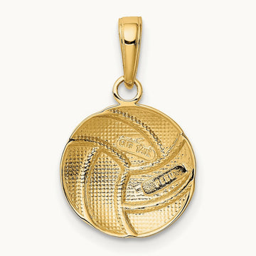 Polished Volleyball Pendant — 14K Yellow Gold
