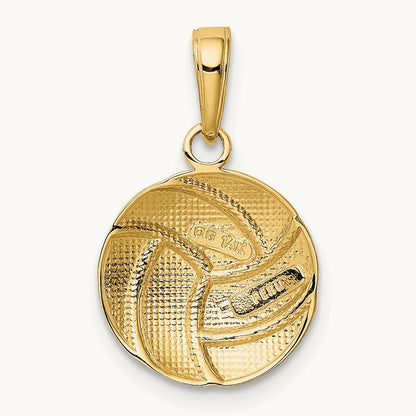 Polished Volleyball Pendant — 14K Yellow Gold
