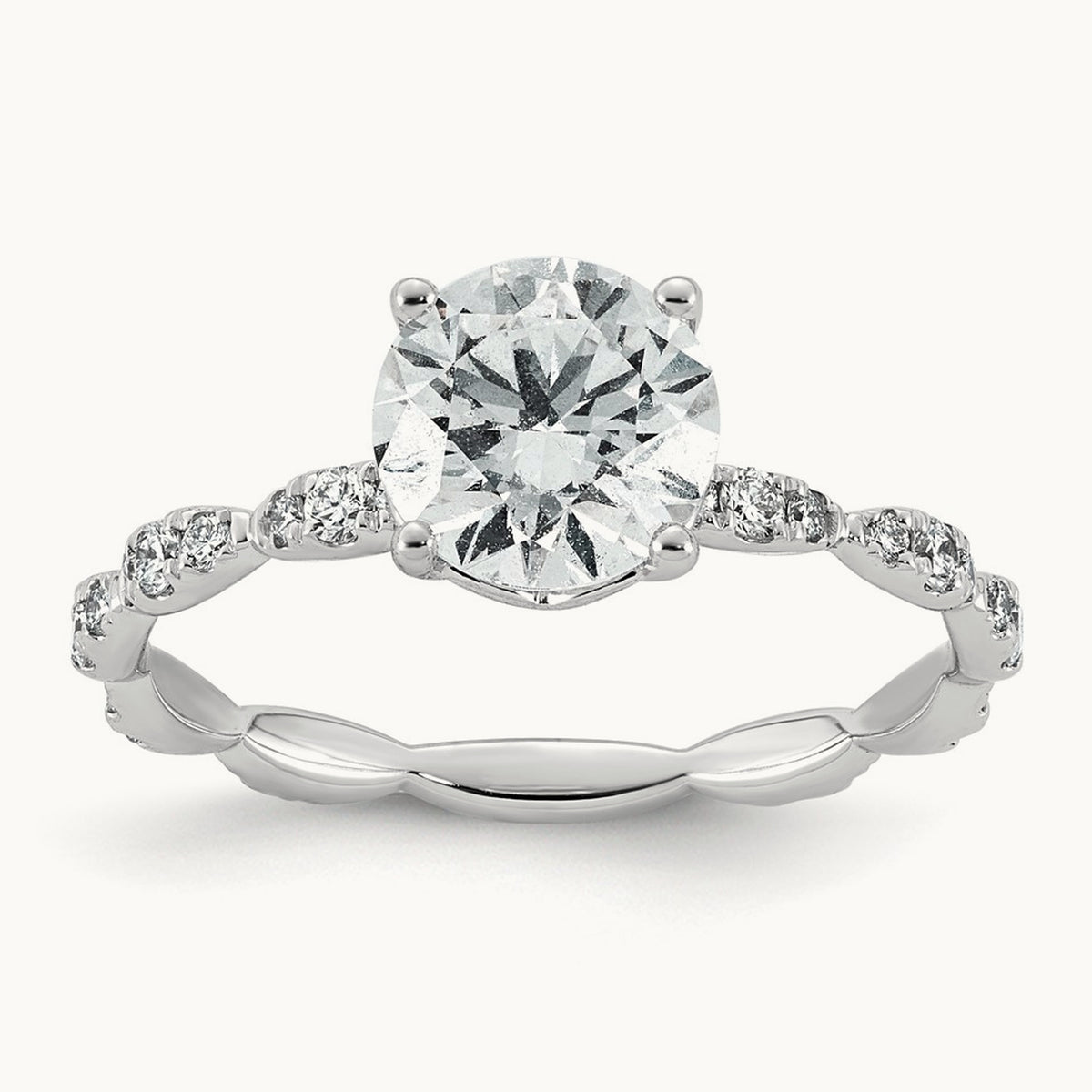 Round Center Ring, 1 7/8-3 1/2 ct Lab-Grown Diamond