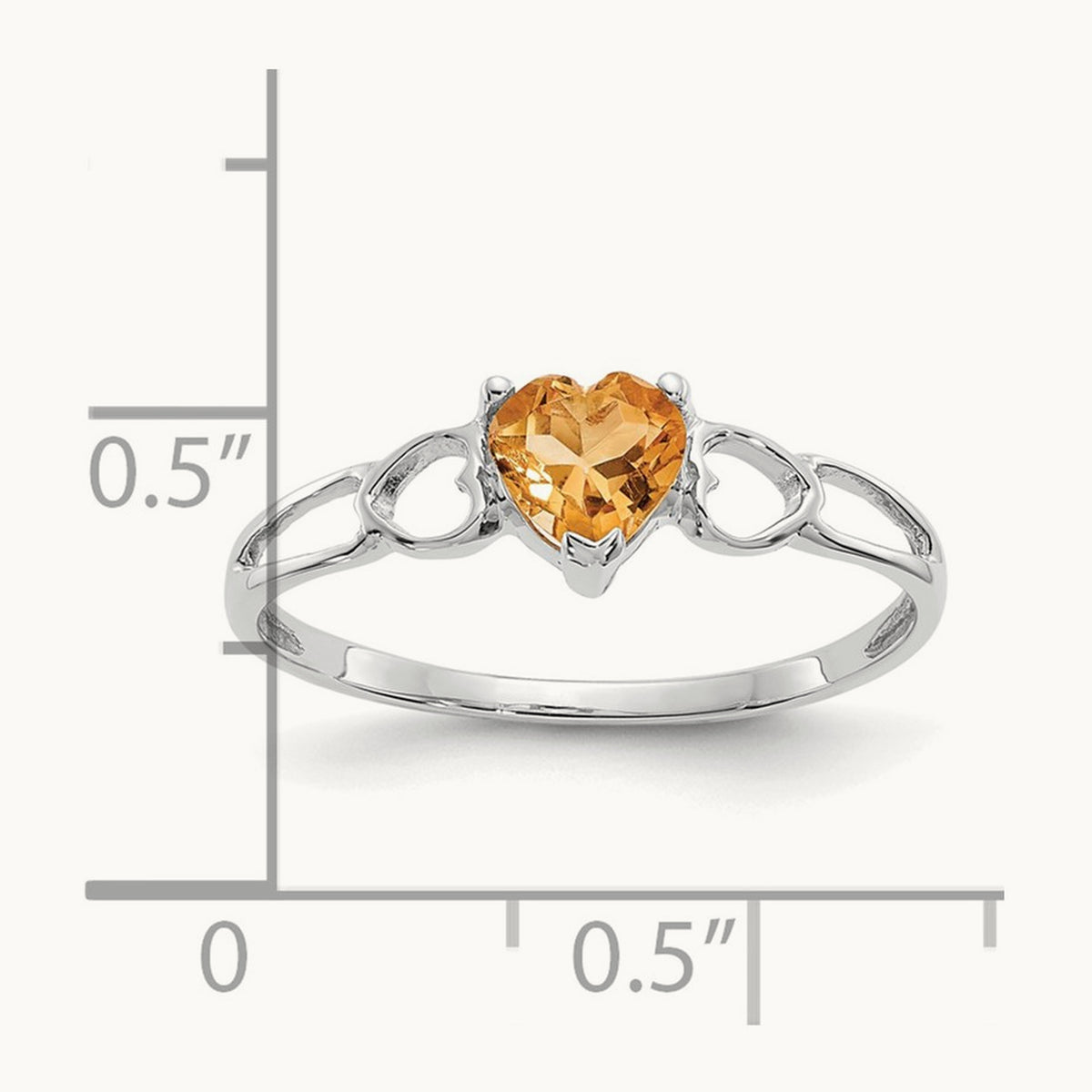 Citrine Birthstone Ring, 14K White Gold