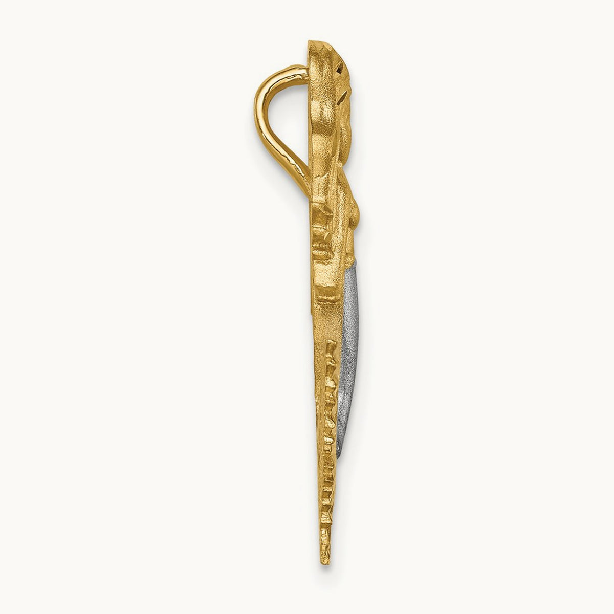 w/White Rhodium Brushed Diamond-Cut Mermaid Chain Slide, 14K