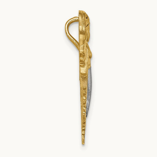w/White Rhodium Brushed Diamond-Cut Mermaid Chain Slide, 14K