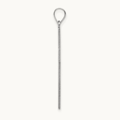 Solid Laser Etched Cross Pendant, 14K White Gold