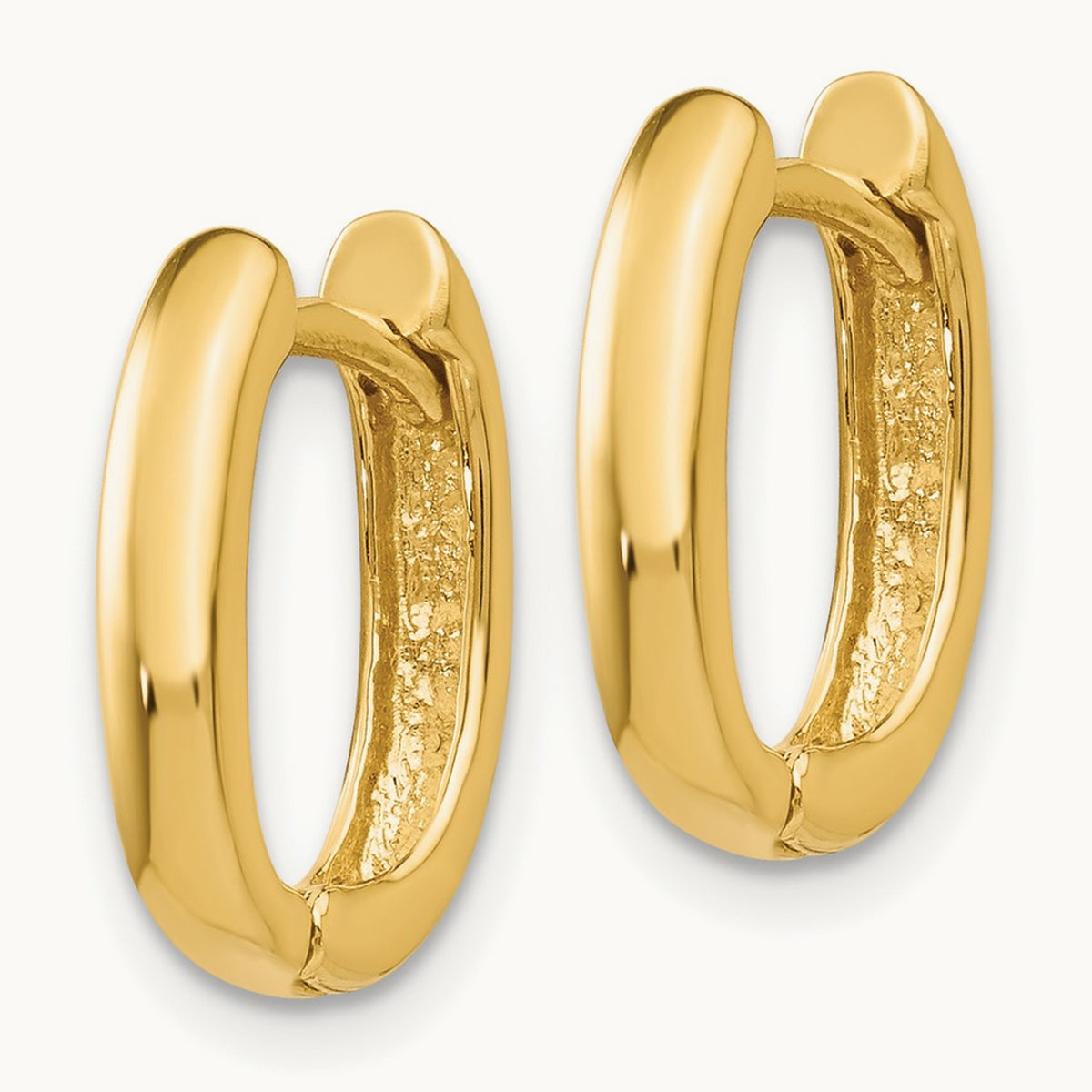 Oval Hinged Hoop Earrings — 14K Yellow Gold