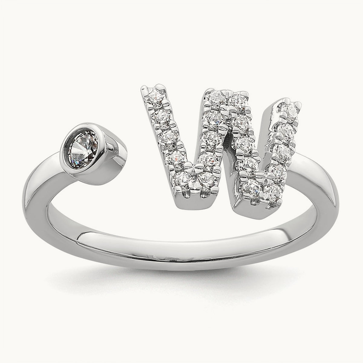 Initial W Adjustable Ring, 0.25 ct tw Lab-Grown Diamond