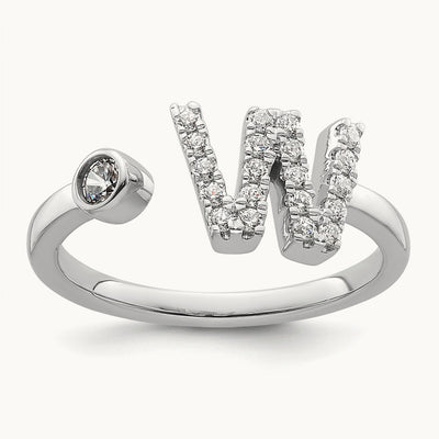 Initial W Adjustable Ring, 0.25 ct tw Lab-Grown Diamond