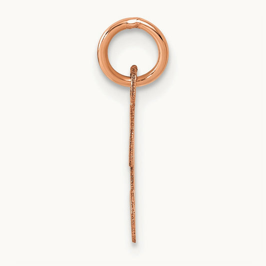 Small Script Letter T Initial Charm, 14K Rose Gold