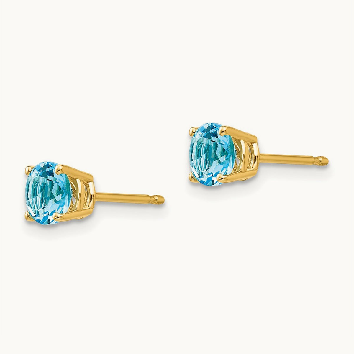 Blue Topaz Earrings, 5mm, 14K