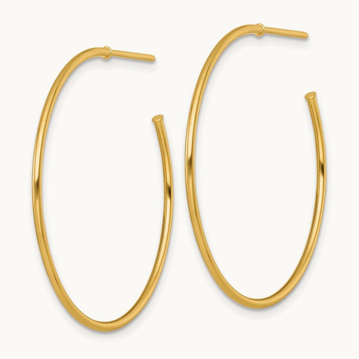1.2 x Polished Post Hoop Earrings, 35mm, 14K