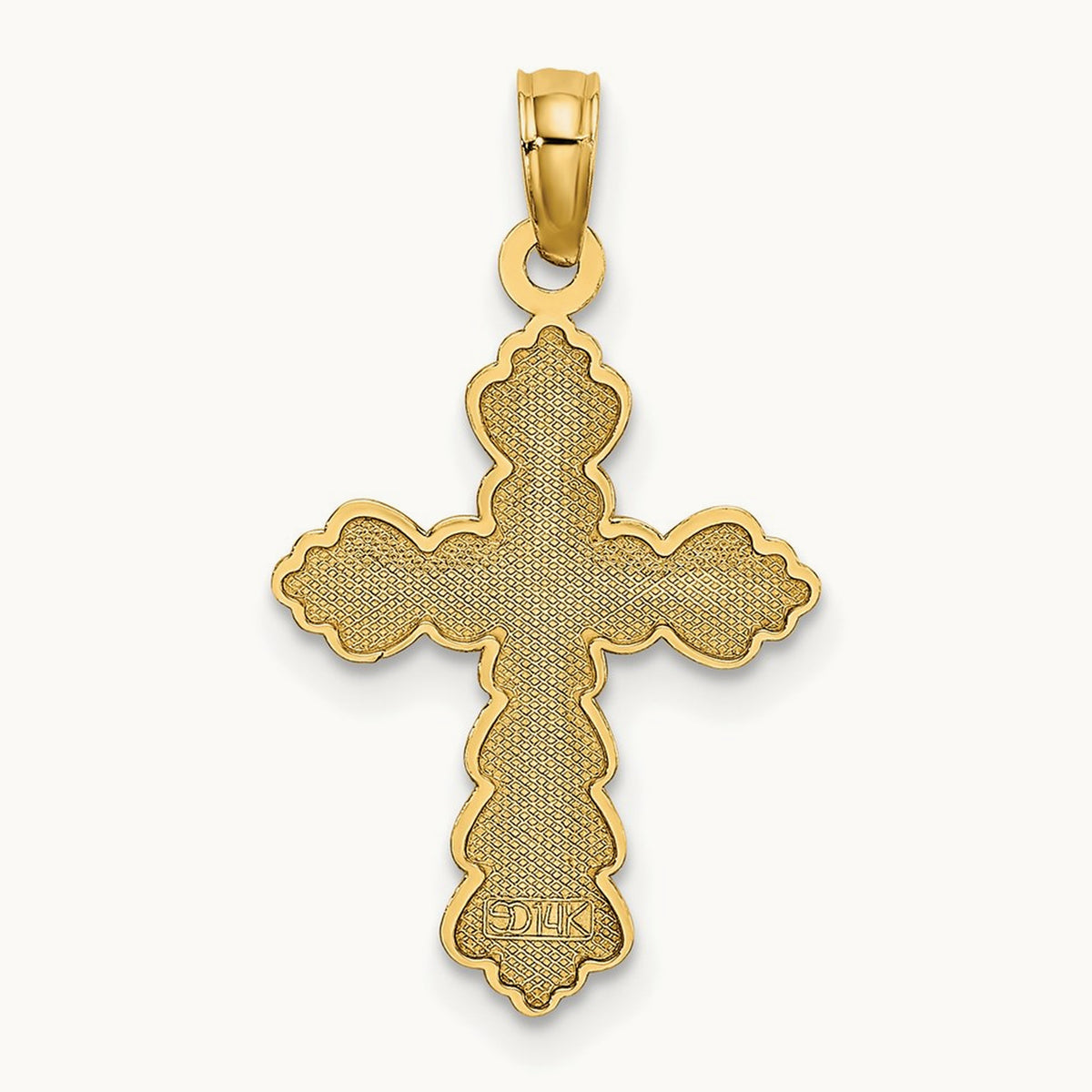 Scalloped Cross Charm, 14K
