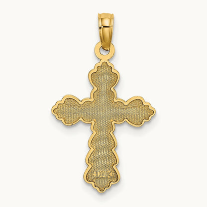 Scalloped Cross Charm, 14K
