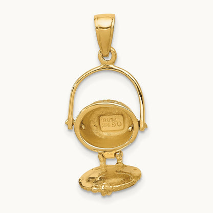 3-D Nantucket Basket Pendant, 14K