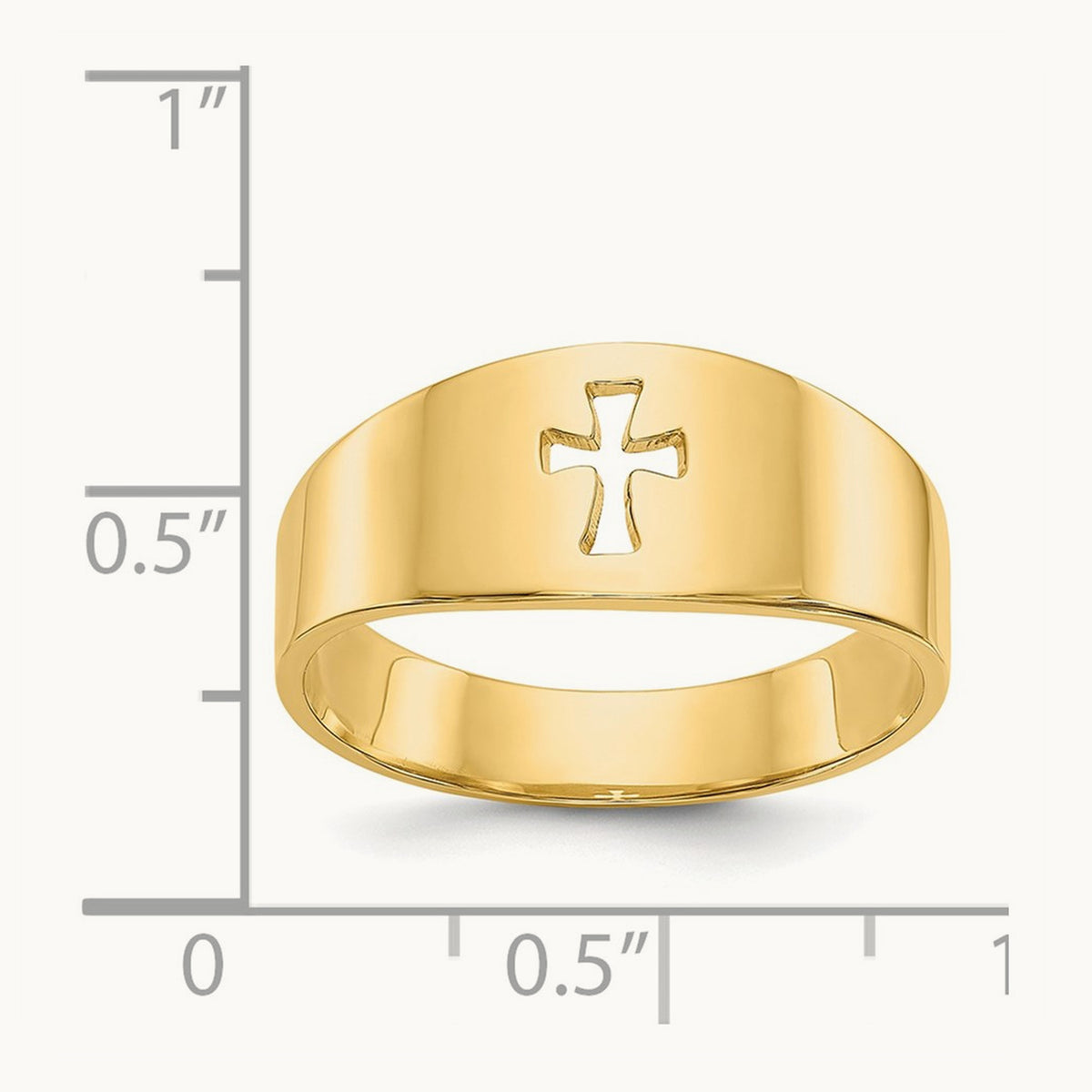 Polished Cut-out Cross Ring, 14K