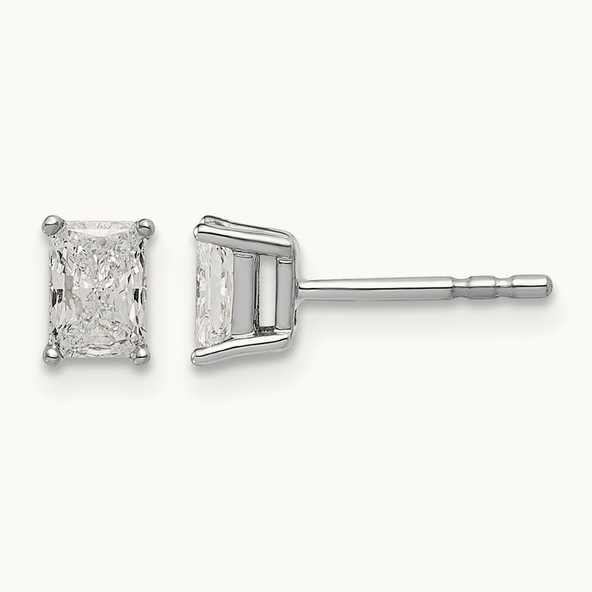 Radiant Four-Prong Stud Earrings, 0.50-6.00 ct tw Lab-Grown Diamond — 5/8 ct, 14K White Gold