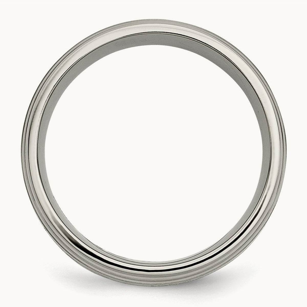 Brushed Center with 14K Yellow Inlay Ridged Edge Band — photo set