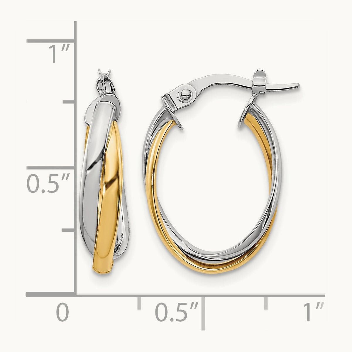 Polished Hoop Earrings, 10K with Rhodium — Leslie's