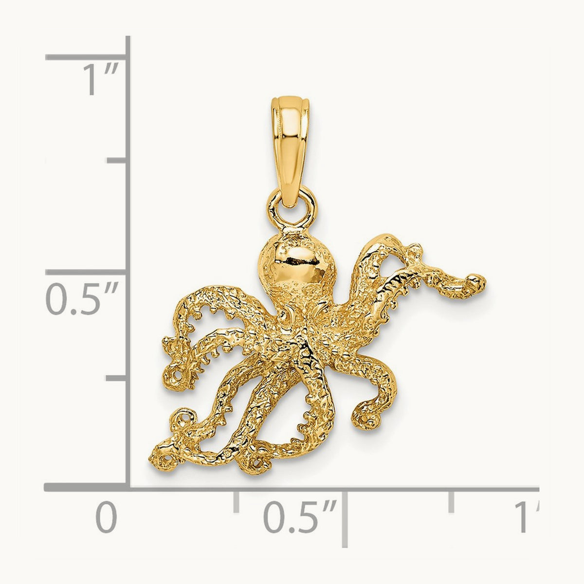 Textured Octopus Charm — 14K Yellow Gold, 22mm