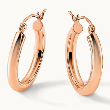 Polished Hoop Earrings, 10K Rose Gold — Leslie's