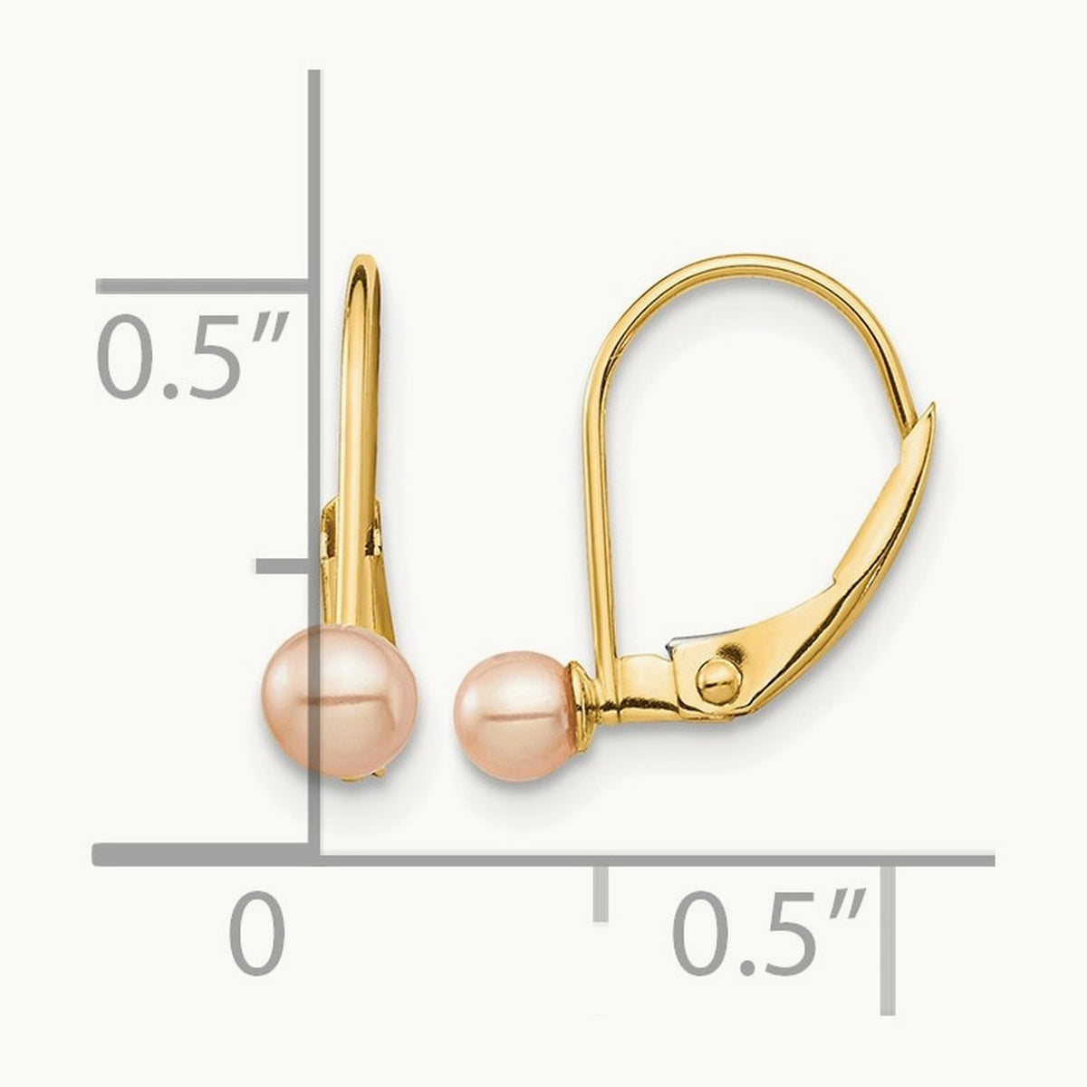 Madi K 3- White Round FW Cultured Pearl Leverback Earrings, 14K