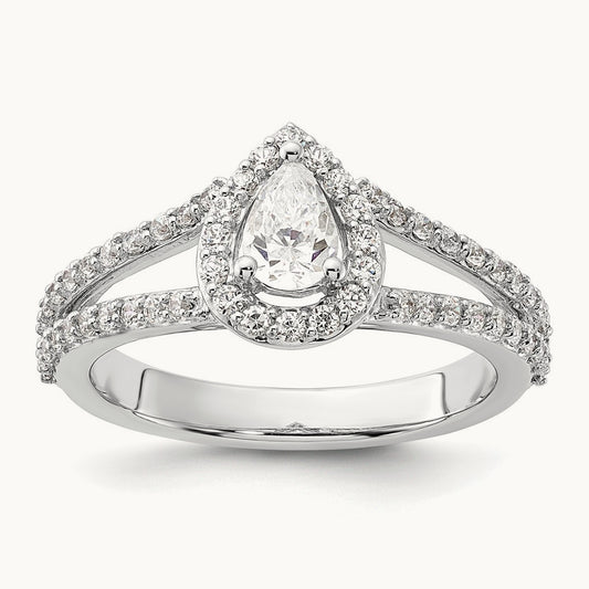 Pear Semi-Mount Halo Engagement Ring — 5/8 ct, 7