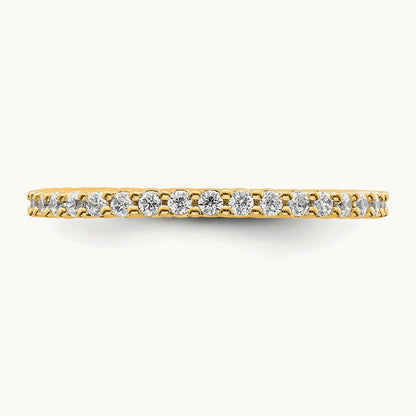 Polished Shared Prong Diamond Eternity Band, 0.50 ct tw, 14K Gold — 14K Yellow Gold