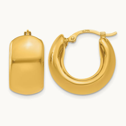 Wide Puffed Hoop Earrings, 14K