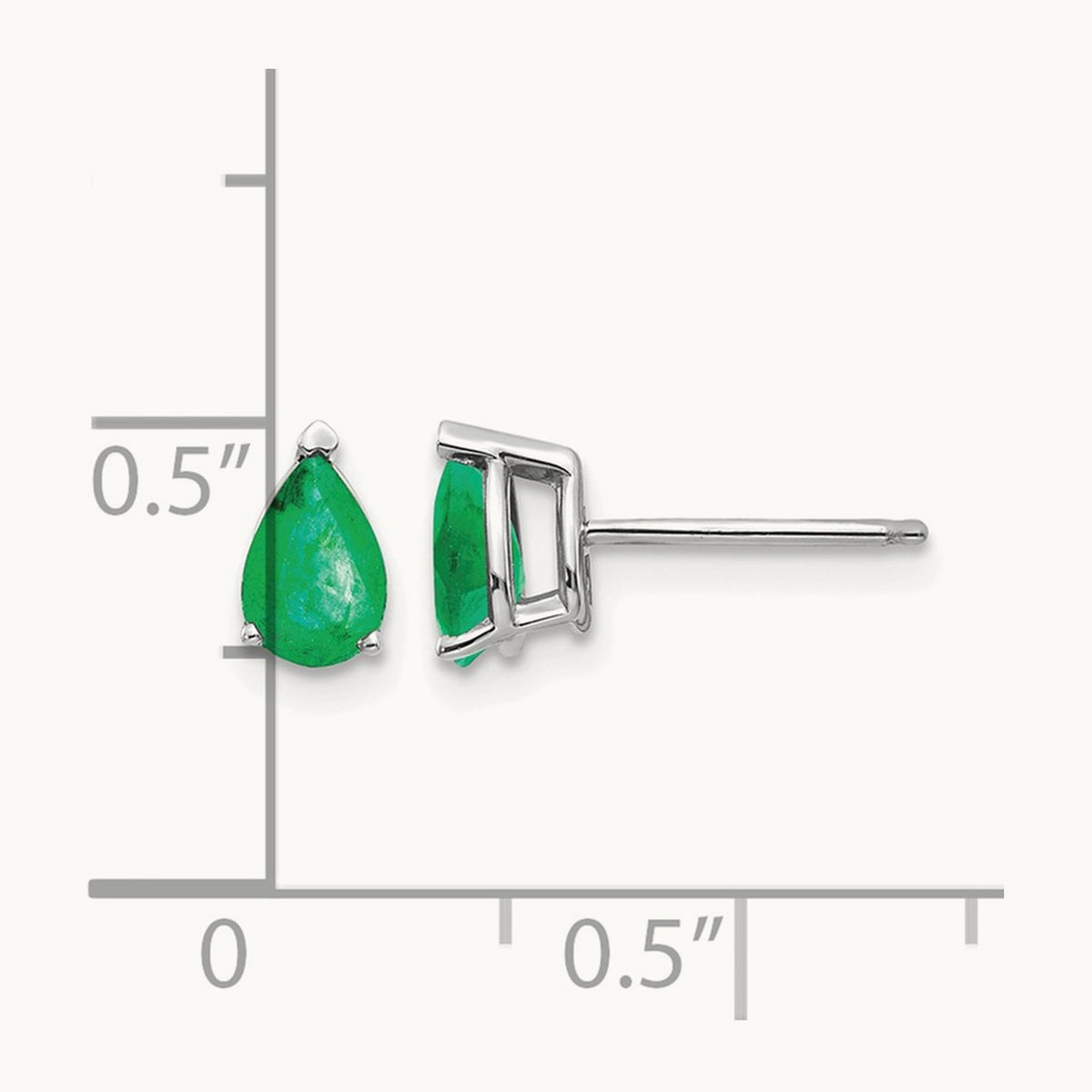 Emerald Earrings, 14K White Gold