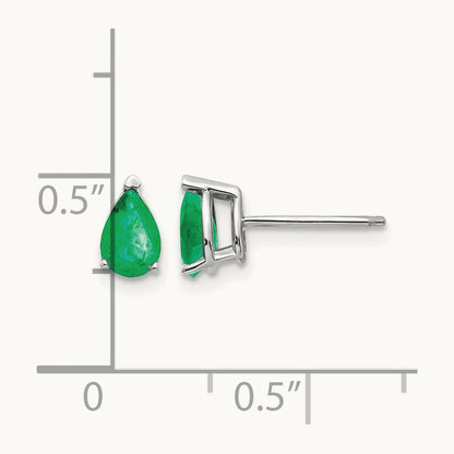 Emerald Earrings, 14K White Gold