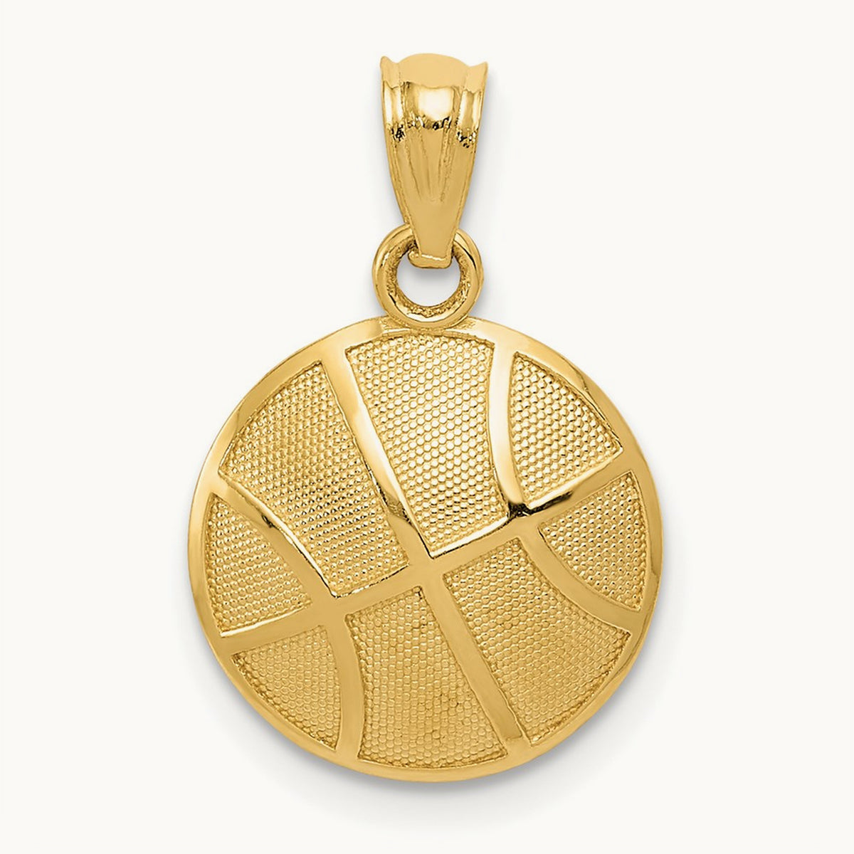 Satin and Polished Basketball Pendant, 14K