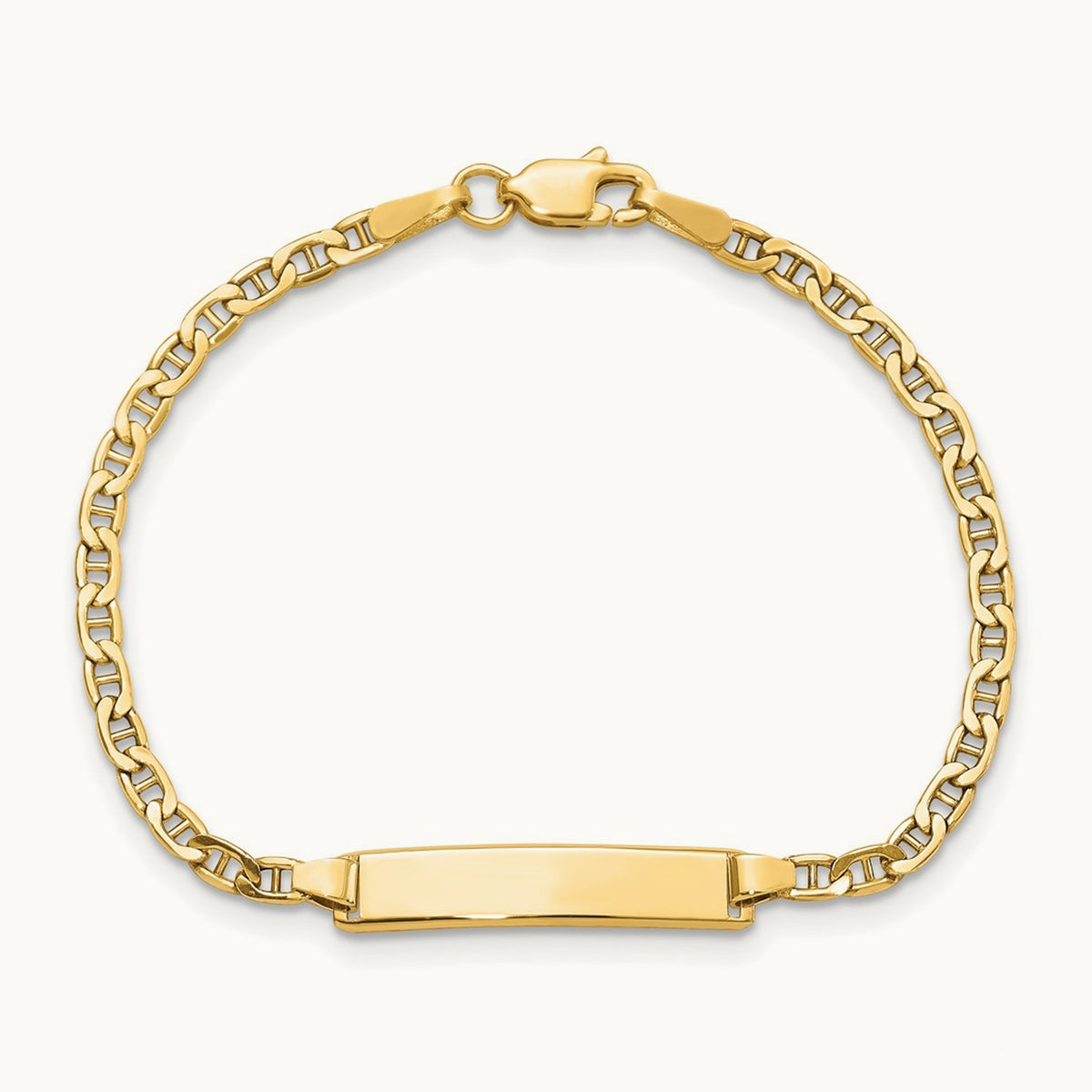 Semi-Solid Polished Anchor ID Bracelet, 14K