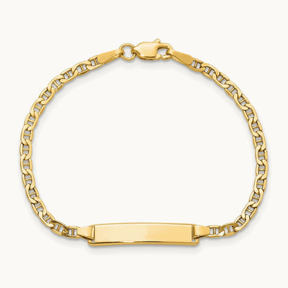 Semi-Solid Polished Anchor ID Bracelet, 14K