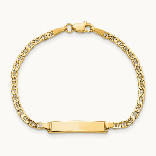 Semi-Solid Polished Anchor ID Bracelet, 14K