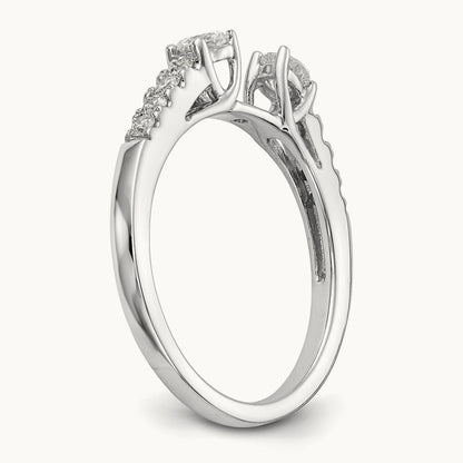 3-Stone Diamond Peg Set Semi-mount Engagement Ring, 14K White Gold