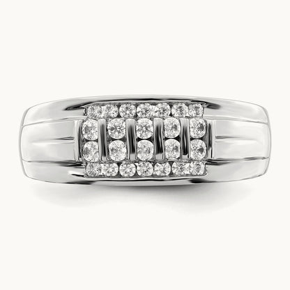 Men's Ring, 0.50 ct tw Lab-Grown Diamond — 10K White Gold