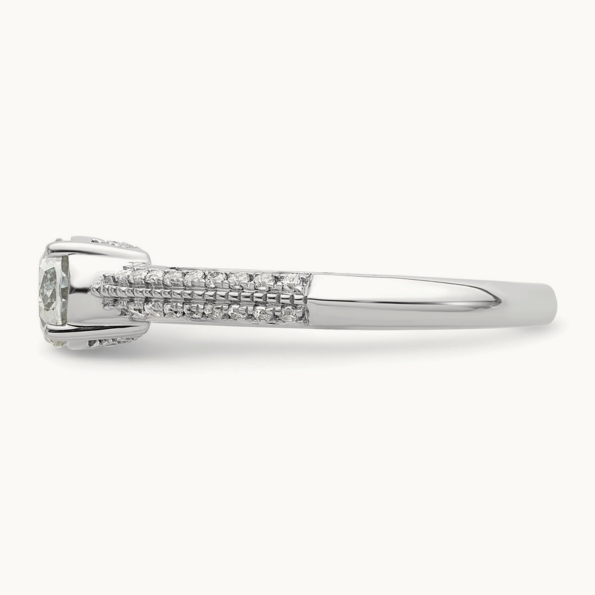 East West Oval Semi-Mount Engagement Ring — 3/4 ct, 7
