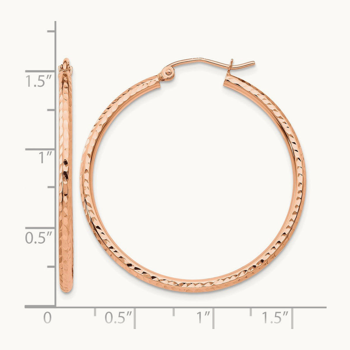 Polished Lightweight Large Diamond-cut Tube Hoop Earrings — 35mm