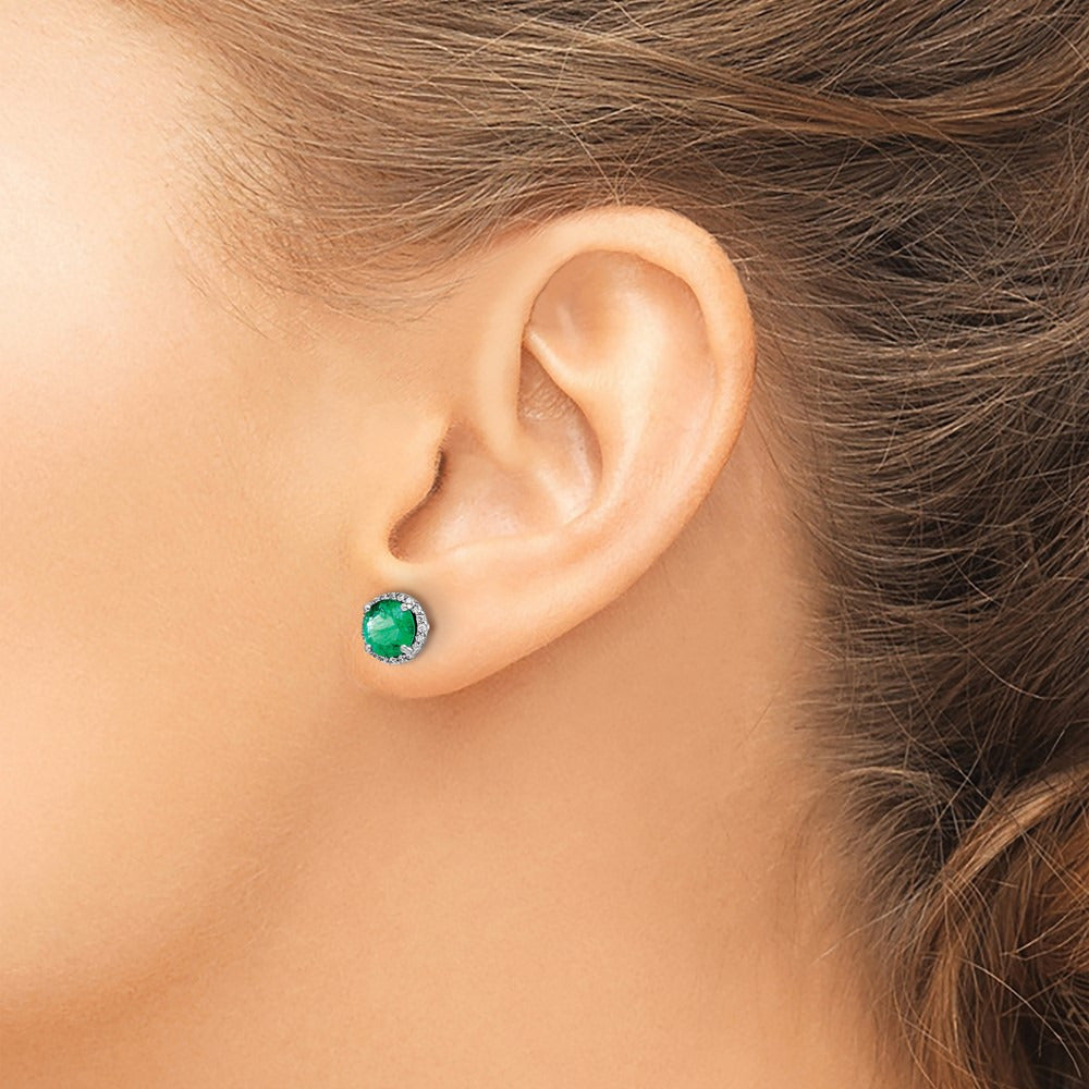 Diamond and Emerald Post Earrings — photo set