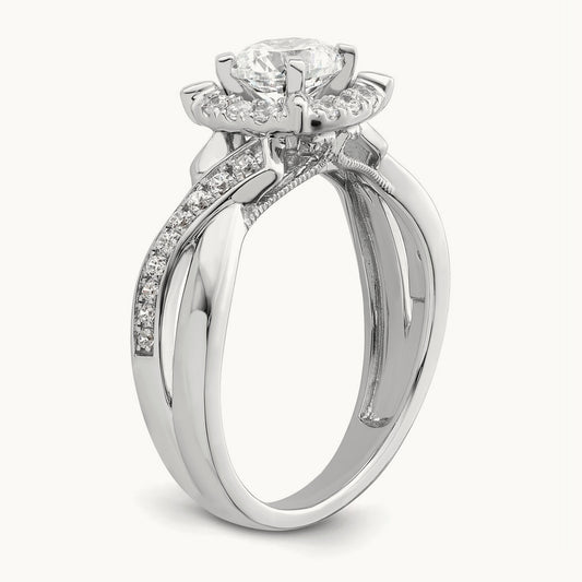 Halo Round Semi-Mount Engagement Ring, 0.25 ct tw
