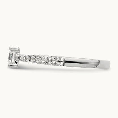 East West 3/4ct Emerald Semi-Mount Eng. Dia Ring, 14K White Gold