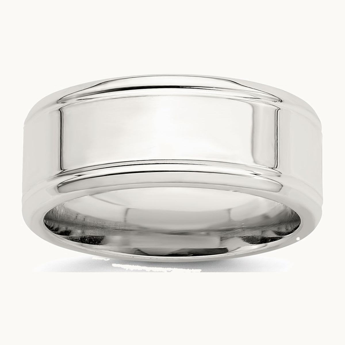 Sterling Silver 6mm Polished Flat Beveled Edge Fancy Band