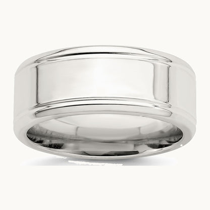 Sterling Silver 6mm Polished Flat Beveled Edge Fancy Band